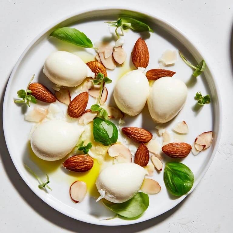 Get ready for a treat: beautifully arranged The Polished Pebble with fresh basil and sea salt.