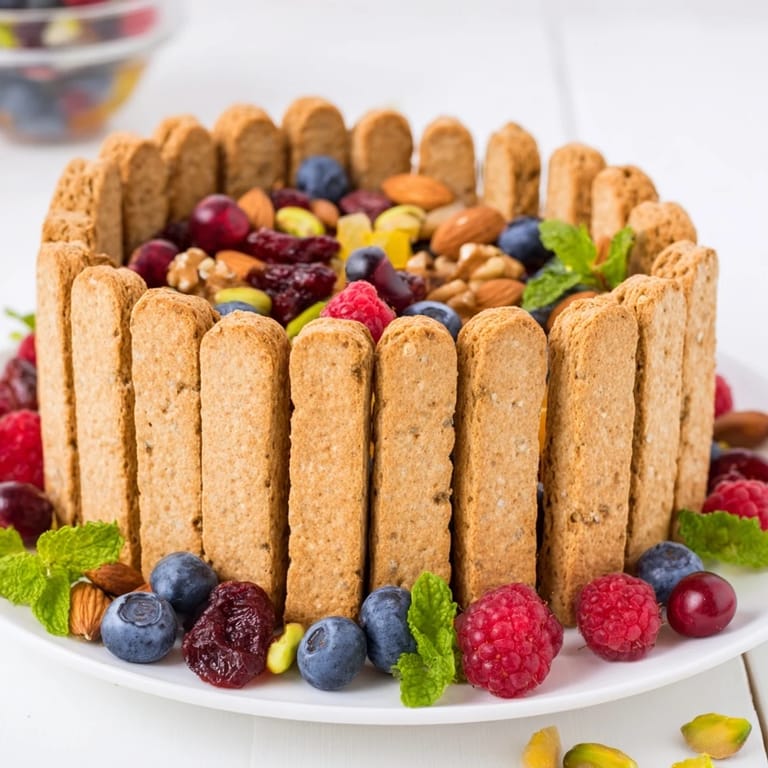 See a delicious Picket Fence appetizer: crackers fencing in a medley of nuts and fresh fruit.