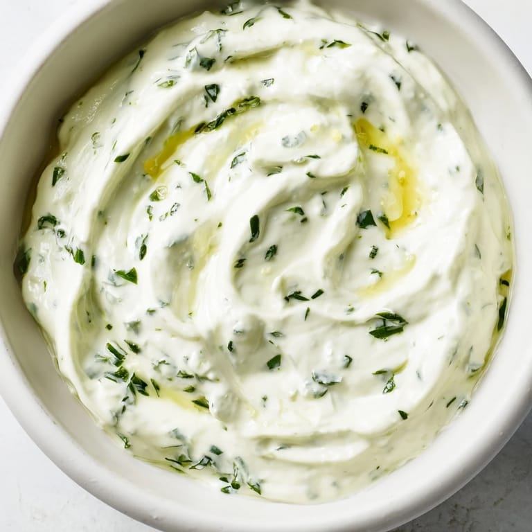 Fresh herbs blend in this Green Goddess Salad Dip for a tangy, vegetarian appetizer with tortilla chips.