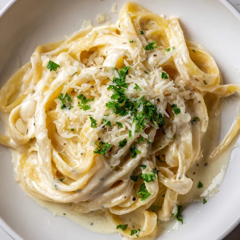 Steaming roasted garlic cream pasta served in a rustic bowl, ready to pair with a crisp white wine.
