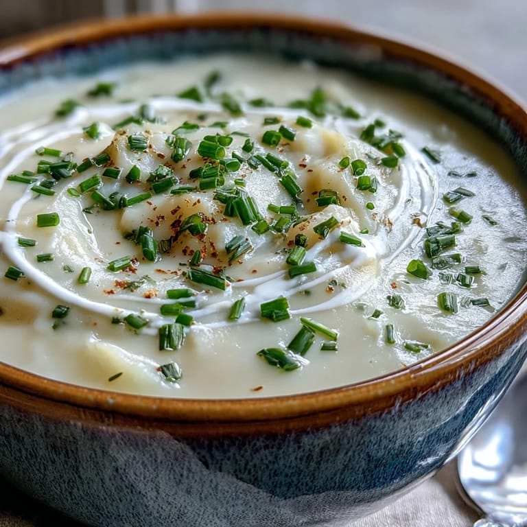 Warm Potato Leek Soup served in a white ceramic mug, perfect for cozy cold-weather lunches.