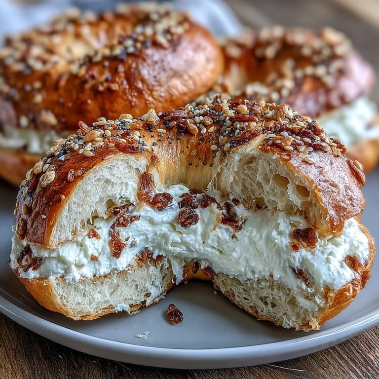 Soft, homemade bagels made with Greek yogurt, topped with crunchy everything seasoning for a savory breakfast treat.