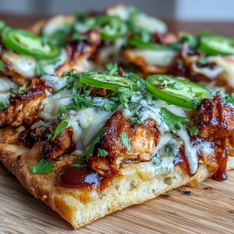 This BBQ chicken flatbread pizza features tender chicken, zesty BBQ sauce, and fresh veggies for a flavor-packed meal.