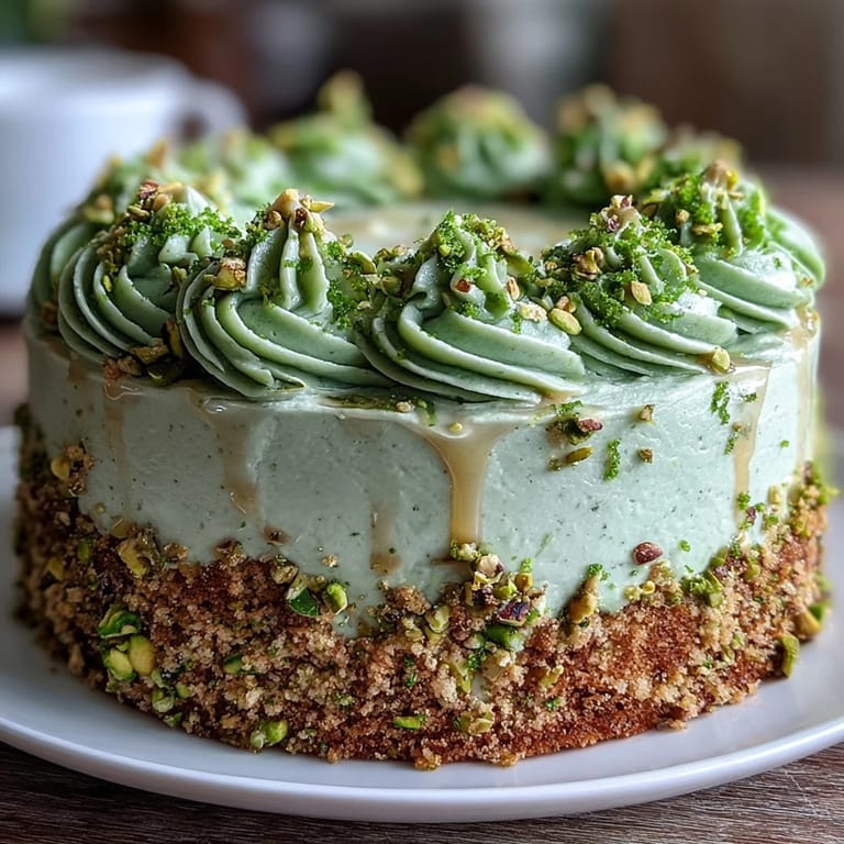A show-stopping Spring Birthday Lemon Pistachio Cake, beautifully garnished and expertly frosted.