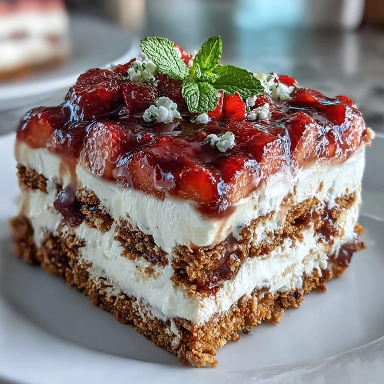 Decadent no-bake icebox cake with strawberries, perfect for easy summer gatherings.