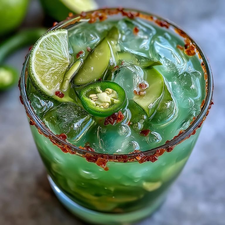 Refreshing alcohol-free pickle margarita mocktail, perfectly garnished chilled, ready to enjoy.