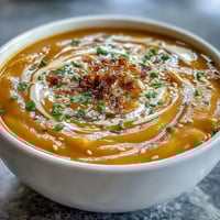 Creamy miso butternut squash soup with roasted squash, ginger, and aromatic broth for a comforting, umami-rich dish.