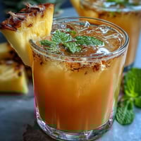 A vibrant glass of Pineapple Coconut Agua Fresca with fresh mint and pineapple garnish, perfect for summer refreshment.