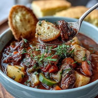 Hearty Kentucky Derby Burgoo Stew overflowing with tender meats and vegetables, perfect for parties.